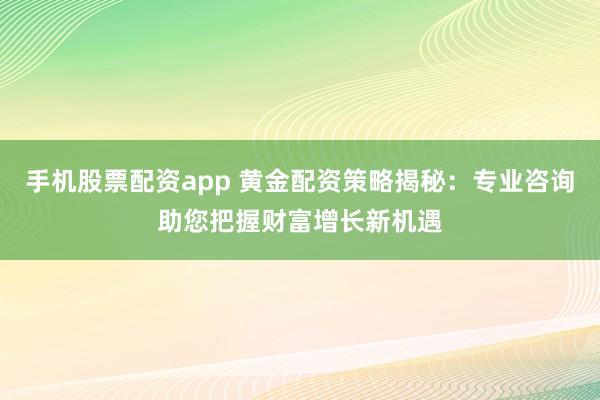 手机股票配资app 黄金配资策略揭秘：专业咨询助您把握财富增长新机遇