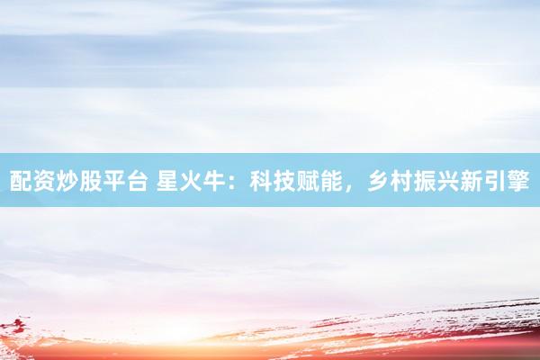 配资炒股平台 星火牛：科技赋能，乡村振兴新引擎