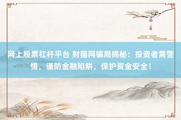 网上股票杠杆平台 财猫网骗局揭秘：投资者需警惕，谨防金融陷阱，保护资金安全！