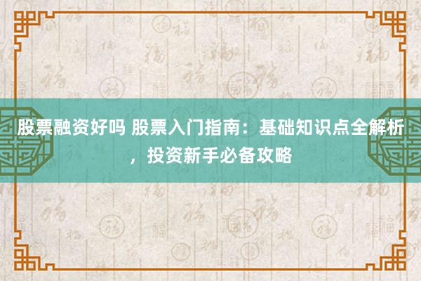 股票融资好吗 股票入门指南：基础知识点全解析，投资新手必备攻略