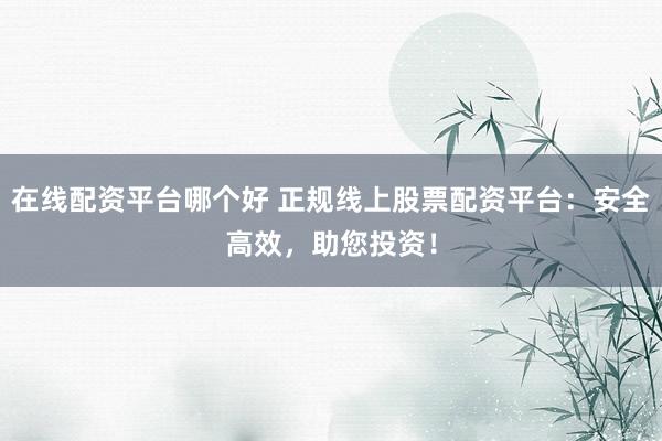在线配资平台哪个好 正规线上股票配资平台：安全高效，助您投资！