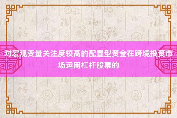 对宏观变量关注度较高的配置型资金在跨境投资市场运用杠杆股票的