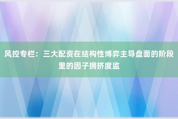 风控专栏：三大配资在结构性博弈主导盘面的阶段里的因子拥挤度监