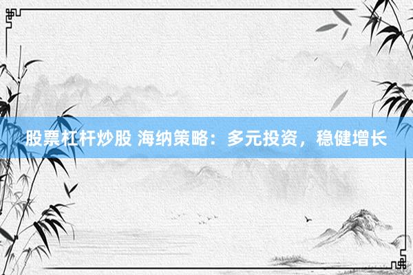 股票杠杆炒股 海纳策略：多元投资，稳健增长