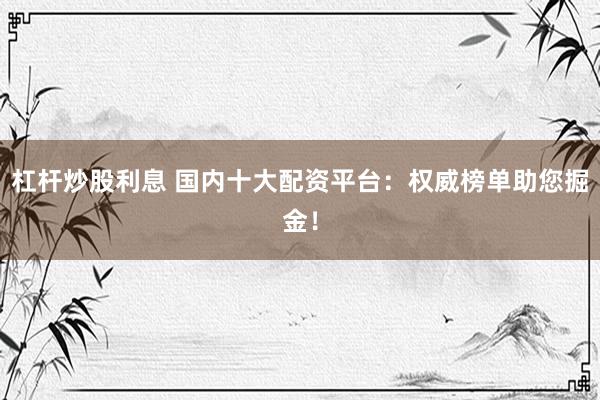 杠杆炒股利息 国内十大配资平台：权威榜单助您掘金！