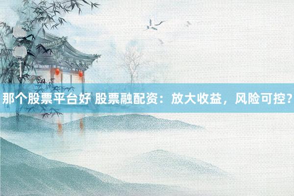 那个股票平台好 股票融配资：放大收益，风险可控？