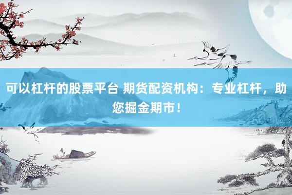 可以杠杆的股票平台 期货配资机构：专业杠杆，助您掘金期市！