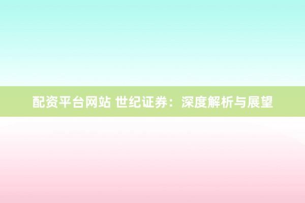 配资平台网站 世纪证券：深度解析与展望